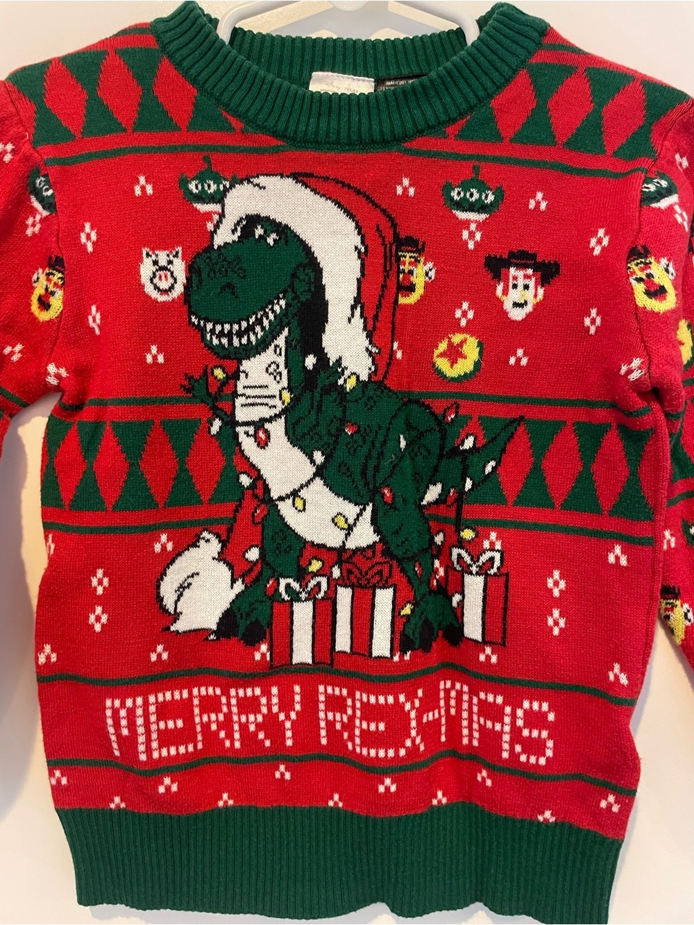 Disney Kids Holiday Rex Sweater - Red & Green